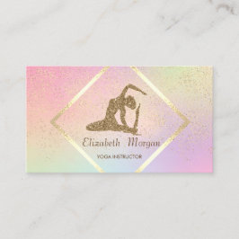 Tarjeta De Visita Marco dorado moderno, Confetti, Chica de yoga