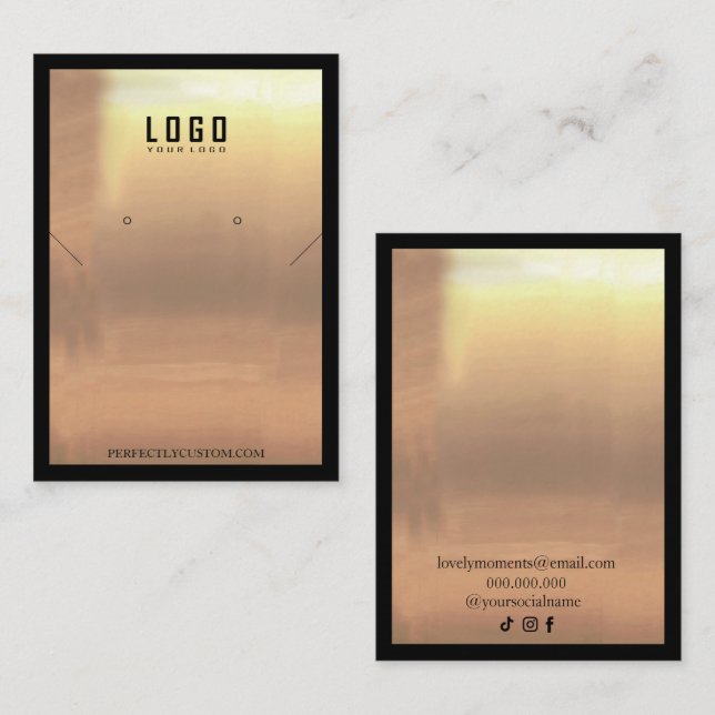 Tarjeta De Visita Marco dorado negro Anillos de collar modernos (Anverso / Reverso)