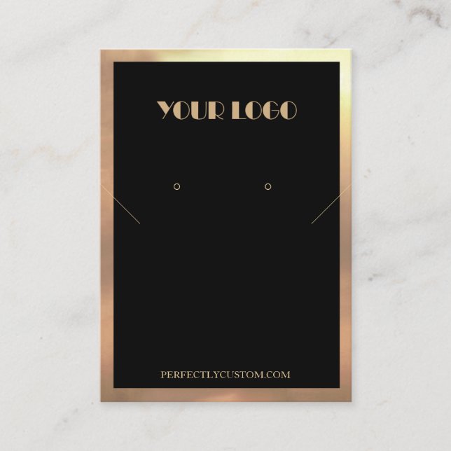 Tarjeta De Visita Marco dorado negro Anillos de collar modernos (Anverso)