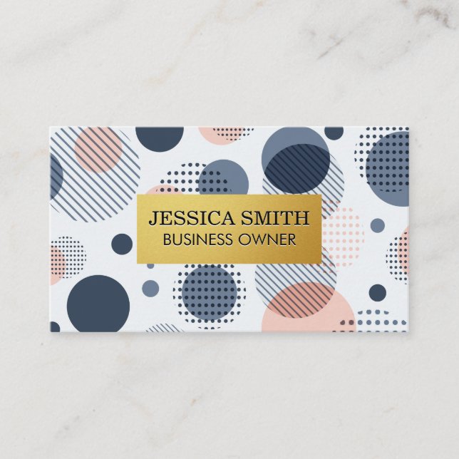 Tarjeta De Visita Marco dorado | Patrón abstracto moderno (Anverso)