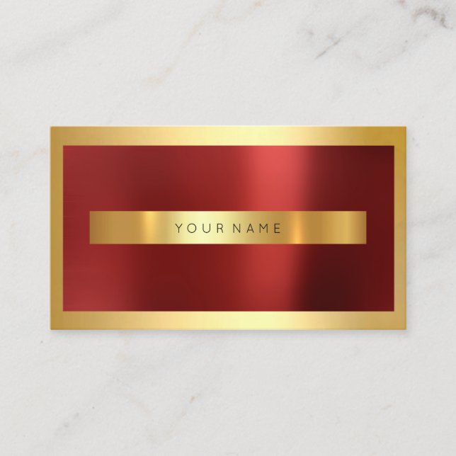 Tarjeta De Visita Marco dorado rojo borgoña metálico mínimo (Anverso)