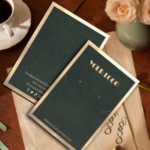 Tarjeta De Visita Marco dorado verde Anillos de collar modernos