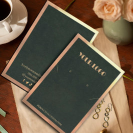 Tarjeta De Visita Marco dorado verde Anillos de collar modernos