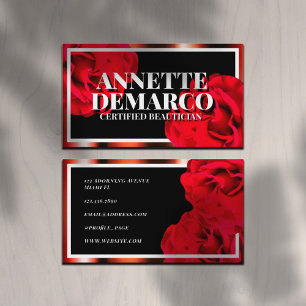 Tarjeta De Visita Marco dorado y rosas florales