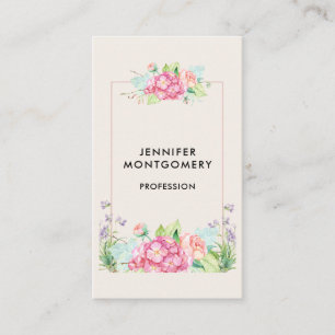 Tarjeta De Visita Marco floral acuarela rosa moderno
