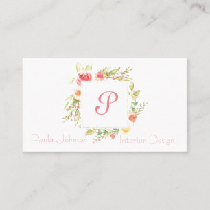 Tarjeta De Visita Marco floral de acuarela