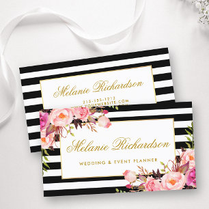 Tarjeta De Visita Marco floral del oro del rosa elegante de la