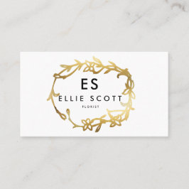 Tarjeta De Visita Marco floral dorado de moda | Negrita