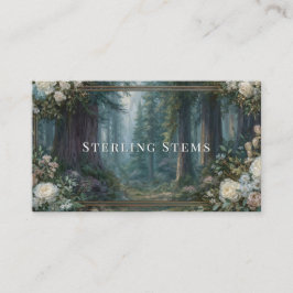 Tarjeta De Visita Marco floral majestuoso del bosque de secuoya