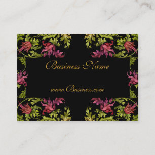 Tarjeta de visita marco floral vintage negro dorad