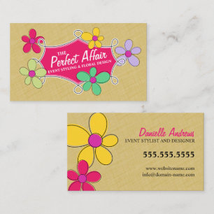 Tarjeta De Visita Marco floral y Doodle caprichoso