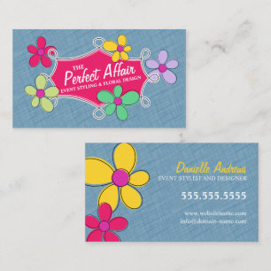 Tarjeta De Visita Marco floral y Doodle caprichoso