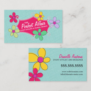 Tarjeta De Visita Marco floral y Doodle caprichoso