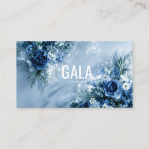 Tarjeta De Visita Marco Limpio Rosa Azul Floral Plateado Brillante H
