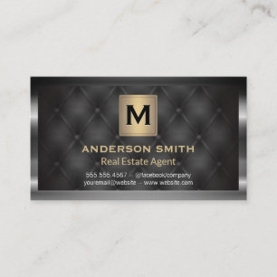 Tarjeta De Visita Marco metálico oscuro   Moderno dorado   Upholsed