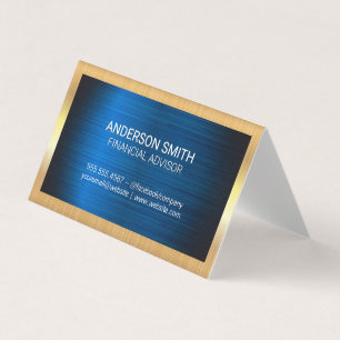 Tarjeta De Visita Marco Metalizado dorado   Fondo Metalizado Azul