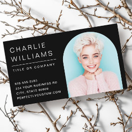 Tarjeta De Visita Marco moderno de foto de arco negro mínimo