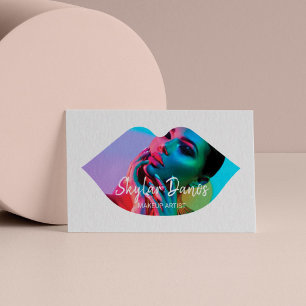 Tarjeta De Visita Marco moderno fotográfico del labio blanco artista