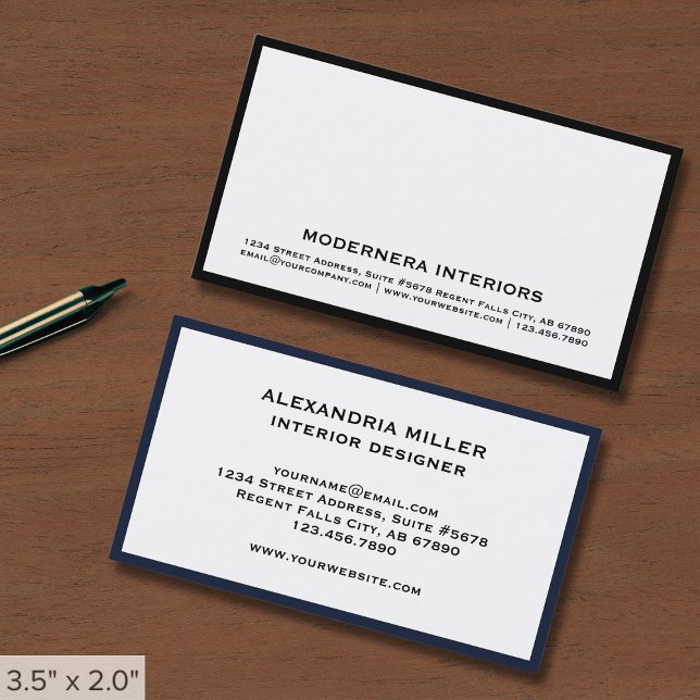 Tarjeta De Visita Marco negro blanco minimalista (Subido por el creador)