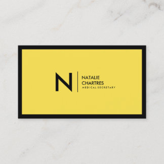 Tarjeta De Visita Marco negro Minimalista monograma amarillo