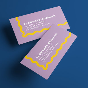 Tarjeta De Visita Marco ondulado amarillo blanco morado y soleado