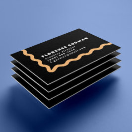 Tarjeta De Visita Marco ondulado de color blanco negro y Naranja pas