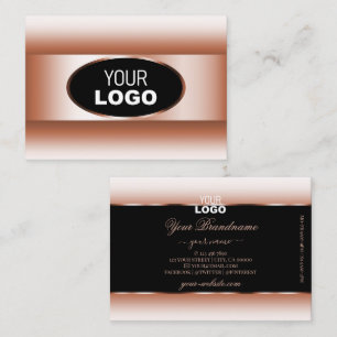 Tarjeta De Visita Marco ovalado de rosa negra Logo dorado ombre rosa