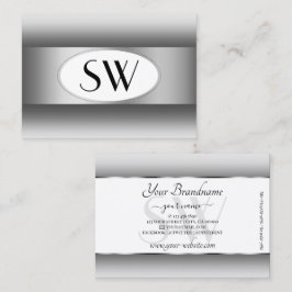 Tarjeta De Visita Marco ovalado plateado de las iniciales de color g