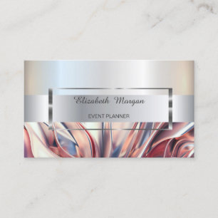 Tarjeta De Visita Marco plateado de raya elegante y moderno, abstrac