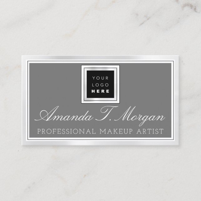 Tarjeta De Visita Marco plateado del planificador de eventos boda (Anverso)