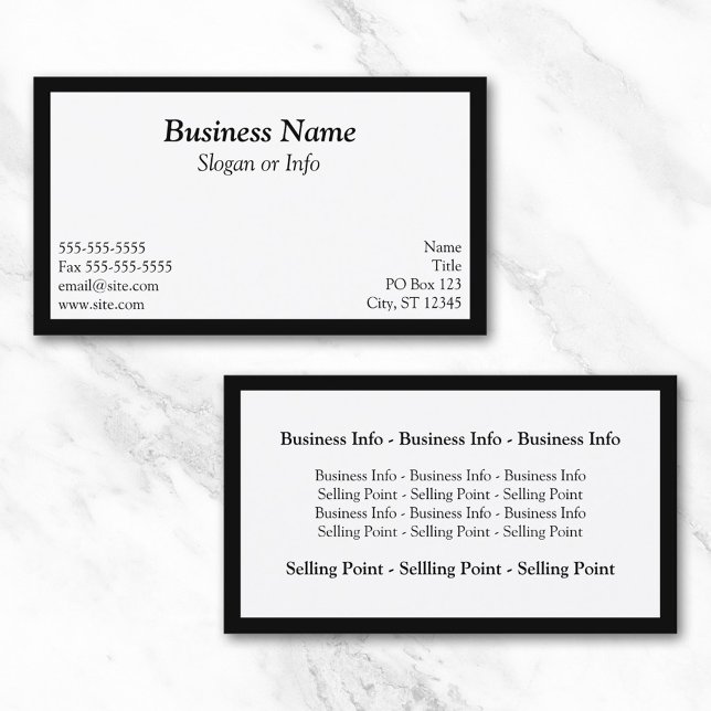 Tarjeta De Visita Marco rectangular en blanco y negro (Black and White Rectangular Frame Business Card)