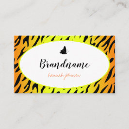 Tarjeta De Visita Marco redondo de mariposa con patrón de tigre de b