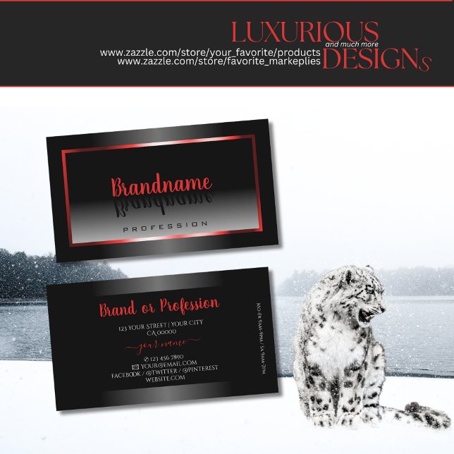 Tarjeta De Visita Marco rojo moderno degradado negro y blanco elegan (Subido por el creador)
