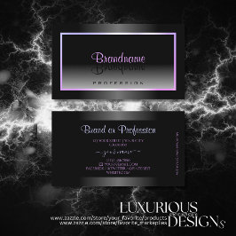 Tarjeta De Visita Marco rosa azul de gradiente negro y blanco elegan