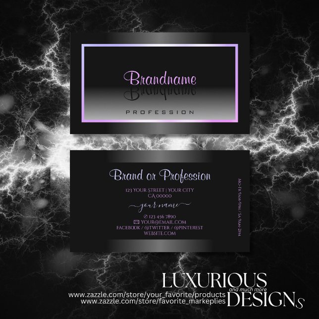 Tarjeta De Visita Marco rosa azul de gradiente negro y blanco elegan (Subido por el creador)