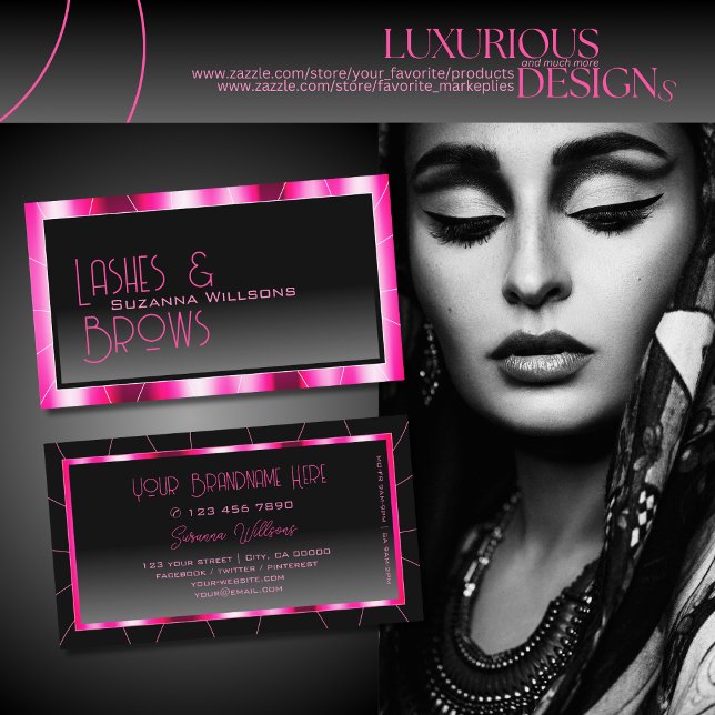 Tarjeta De Visita Marco rosa elegante degradado negro glamoroso mode (Subido por el creador)