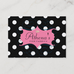 Tarjeta De Visita Marco rosado querido en lunares blancos y negros
