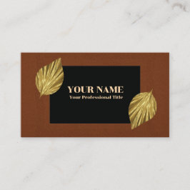 Tarjeta De Visita Marco Russet Centro Negro Hojas Doradas