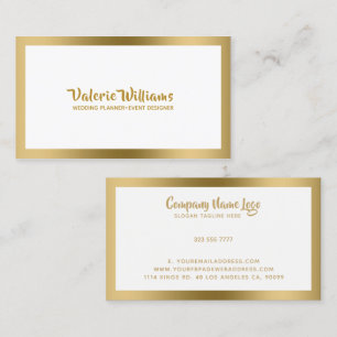 Tarjeta De Visita Marco simple blanco con oro