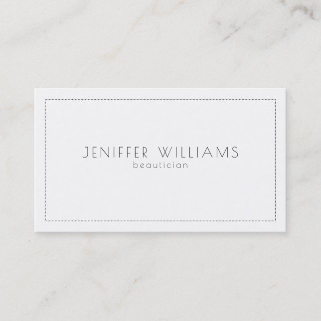 Tarjeta De Visita Marco simple minimalista en blanco y gris (Anverso)