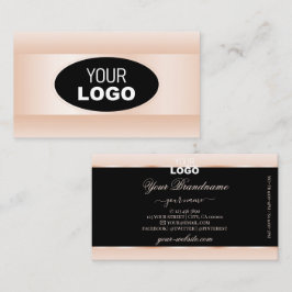Tarjeta De Visita Marco y logotipo ovalado rosado negro pastel moder