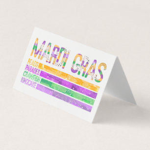 Tarjeta De Visita Mardi Gras Bebidas Desfile Deportes King Cake