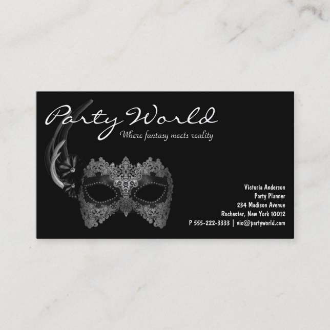 Tarjeta De Visita Mardi Gras Mask Black Business Cards (Anverso)