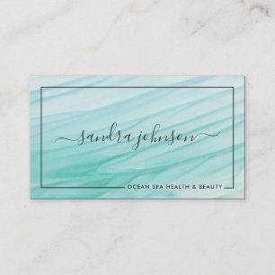 Tarjeta De Visita Mareas de vidrio marino   Ocean Blue Watercolor Bu