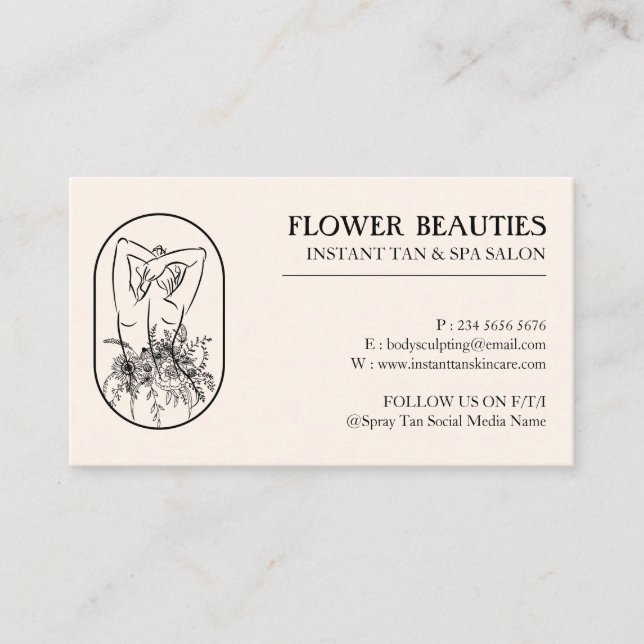 Tarjeta De Visita Marfil Beige Beauty Mujeres Tan (Anverso)