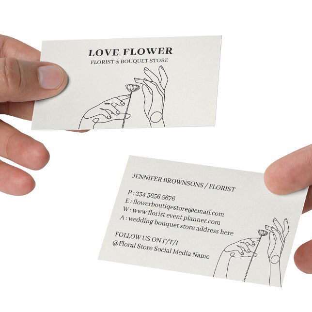 Tarjeta De Visita Marfil Beige Florist Handdraw Botanical (Ivory Beige Florist Handdrawn Botanical Business Card
)