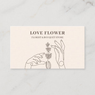 Tarjeta De Visita Marfil Beige Florista Botánico Manos Sostienen