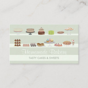 Tarjeta De Visita Marfil Green Tasty Bakery Cakes Sweet Candy Shop