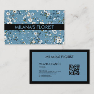 Tarjeta De Visita Margarita Azul Florista Moderna y Tendenciosa