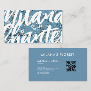 Tarjeta De Visita Margarita Azul Florista Moderna y Tendenciosa
